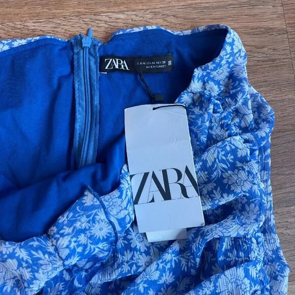 Zara Blue Floral Ruffle Skirt NWT - Picture 3 of 3